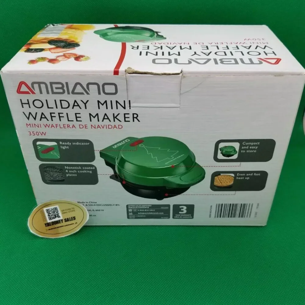 AMBIANO HOLIDAY MINI WAFFLE MAKER Non-stick 4